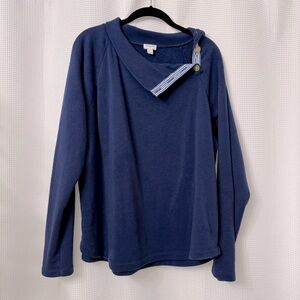 J. Crew | Blue Sweatshirt with Striped Button Collar